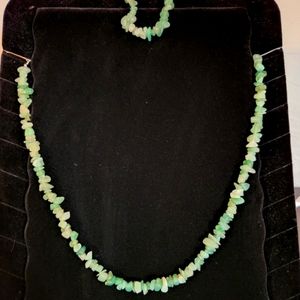 Aventurine Necklace/Stretch Bracelet 925 SS Clasp